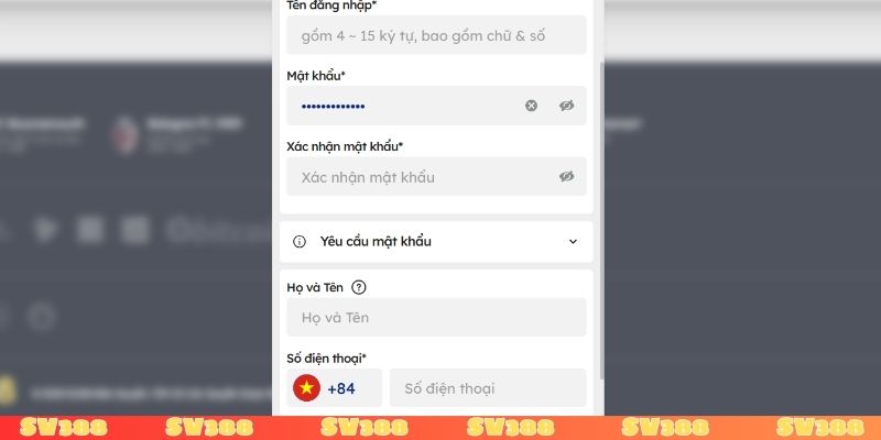 Hướng dẫn nhập thông tin đăng ký SV388