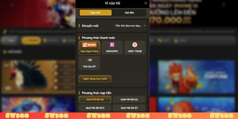 Một số phương thức nạp tiền SV388 phổ biến