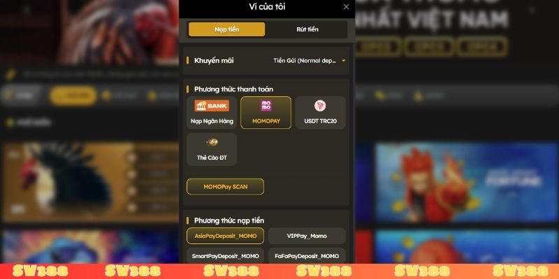 Quy trình nạp tiền vào tài khoản SV388 cho newbie