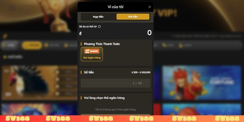 Quy trình rút tiền SV388 chuẩn chỉnh cho newbie